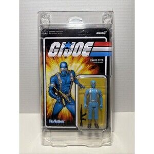 Hasbro ReAction Super 7 G.I. Joe Snake Eyes Figure 3” Retro Card New (Blue) 2021